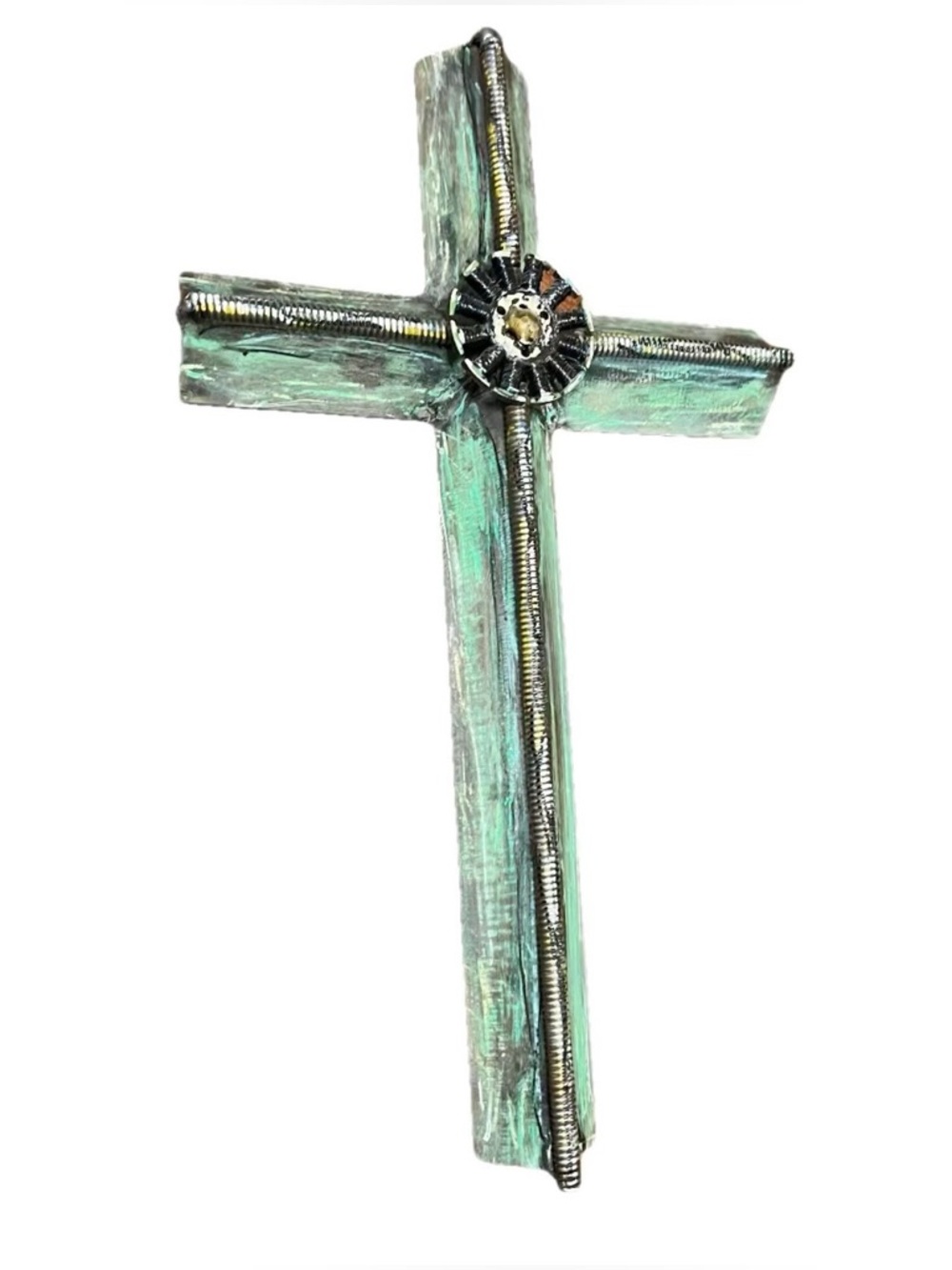 Joesph Cole Artist 12” Green Rustic Cross Wall Decor